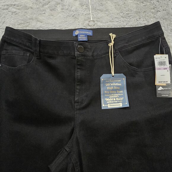 Democracy Itty Bitty Boot Black Jeans Women's Size 22W NWT Embellished Pockets - Picture 5 of 10
